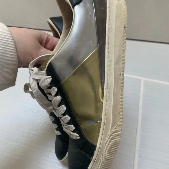 Tod's Silver  Gold Black Metallic Patent Leather Sneaker 39.5 - Picture 6 of 11
